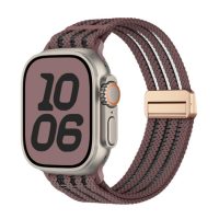 eses Nylonový remienok pre Apple Watch s priesvitnými prúžkami - Fialový 42mm, 44mm, 45mm, 49mm