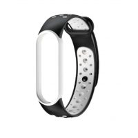 eses Náramok dierkovaný pre Xiaomi Mi Band 5, Mi Band 6 a Amazfit Band 5 - Čierno biely