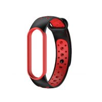 eses Náramok dierkovaný pre Xiaomi Mi Band 5, Mi Band 6 a Amazfit Band 5 - Čierno červený