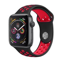 eses Silikónový remienok pre Apple Watch - Čierno červený, S, M, L - 42mm, 44mm, 45mm, 49mm