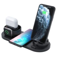 Nabíjací stojan pre iPhone, Apple Watch, AirPods s USB-C - Čierna, 6v1