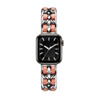 eses Kovový retiazkový remienok prepletený pre Apple Watch - Strieborno oranžový 38mm, 40mm, 41mm