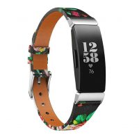 eses Kožený remienok pre Fitbit Inspire 1, 2, HR, Ace 2 a 3 - Kvetinový farebný