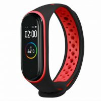 eses Náramok dierkovaný pre Xiaomi Mi Band 3 a Xiaomi Mi Band 4 - Čierno červený