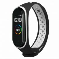 eses Náramok dierkovaný pre Xiaomi Mi Band 3 a Xiaomi Mi Band 4 - Čierno biely