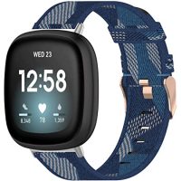 eses Tkaný remienok pre Fitbit Versa 3 a 4, Sense 1 a 2 - Vzorovaný, modro biely