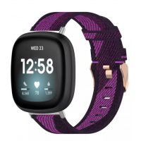 eses Tkaný remienok pre Fitbit Versa 3 a 4, Sense 1 a 2 - Vzorovaný, fialovo čierny