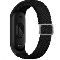 eses Tkaný elastický remienok pre Xiaomi Mi Band 3, 4, 5 a 6 - Čierny