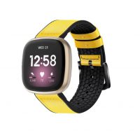 eses Športový kožený remienok pre Fitbit Versa 3 a 4, Sense 1 a 2 - Žltý