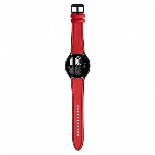 Foto - eses Športový kožený remienok pre Samsung Galaxy Watch 4, 5, 6 - Červený, 20 mm