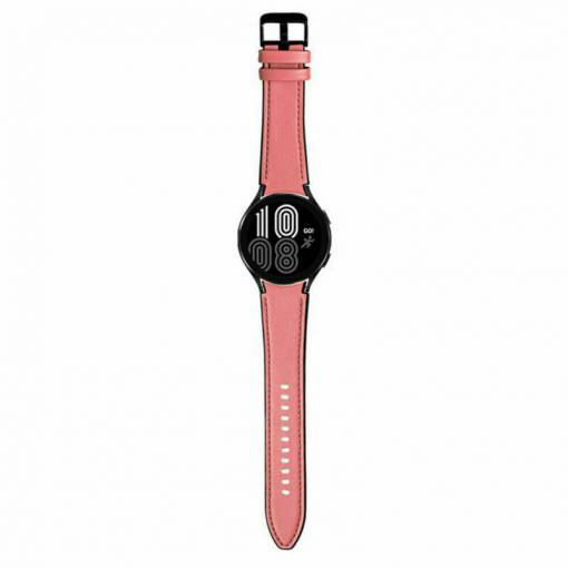 Foto - eses Športový kožený remienok pre Samsung Galaxy Watch 4, 5, 6 - Ružový, 20 mm