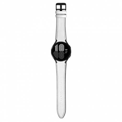 Foto - eses Športový kožený remienok pre Samsung Galaxy Watch 4, 5, 6, 7 - Biely, 20 mm