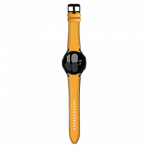 Foto - eses Športový kožený remienok pre Samsung Galaxy Watch 4 a Watch 5 - Oranžovo žltý, 20 mm