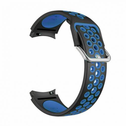 Foto - eses Silikónový dierkovaný remienok pre Samsung Galaxy Watch 4, 5, 6, 7 - Čierno modrý, 20 mm
