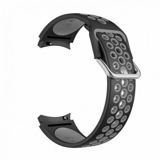 Foto - eses Silikónový dierkovaný remienok pre Samsung Galaxy Watch 4, 5, 6, 7 - Čierno sivý, 20 mm