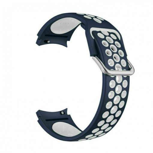 Foto - eses Silikónový dierkovaný remienok pre Samsung Galaxy Watch 4, 5, 6, 7 - Modro biely, 20 mm