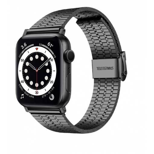 Foto - eses Kovový remienok pre Apple Watch s trojitým prúžkom - Čierny 38mm, 40mm, 41mm