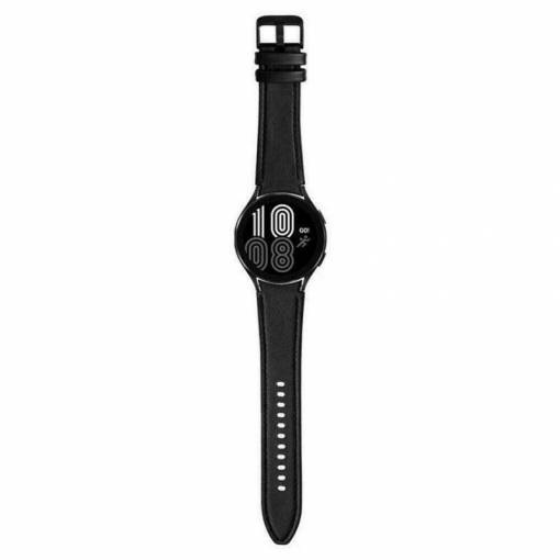 Foto - eses Športový kožený remienok pre Samsung Galaxy Watch 4, 5, 6, 7 - Čierny, 20 mm