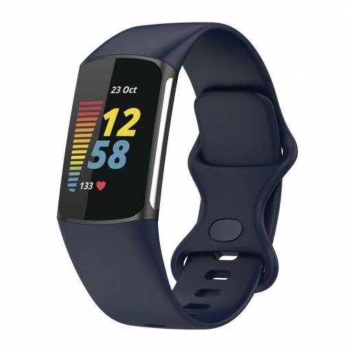 Foto - eses Silikónový remienok pre Fitbit Charge 5 a 6 - Veľkosť L, tmavo modrý