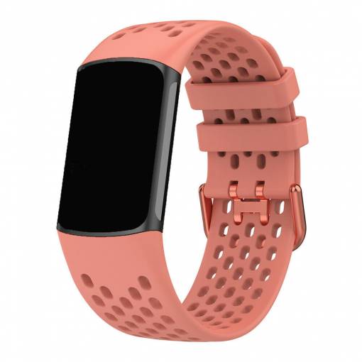 Foto - eses Silikónový remienok dierkovaný pre Fitbit Charge 5 a 6 - Ružový