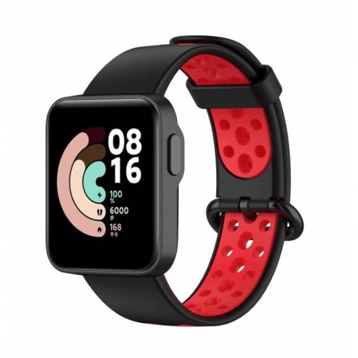 Foto - eses Silikónový remienok dierkovaný pre Xiaomi Mi Watch Lite - Čierno červený