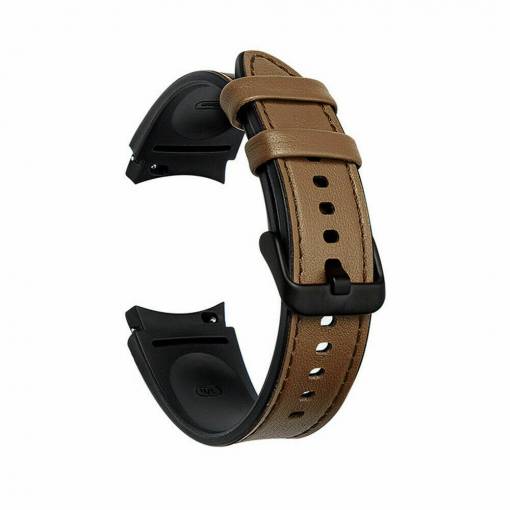 Foto - eses Športový kožený remienok pre Samsung Galaxy Watch 4, 5, 6, 7 - Hnedý, 20 mm
