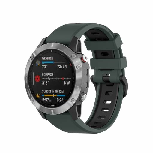 Foto - eses Silikónový remienok pre Garmin - Tmavo zeleno čierný, QuickFit 22 mm