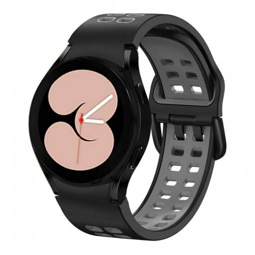 Foto - eses Silikónový dvojradový dierkovaný remienok pre Samsung Galaxy Watch 4, 5, 6, 7 - Čierno sivý, 20 mm