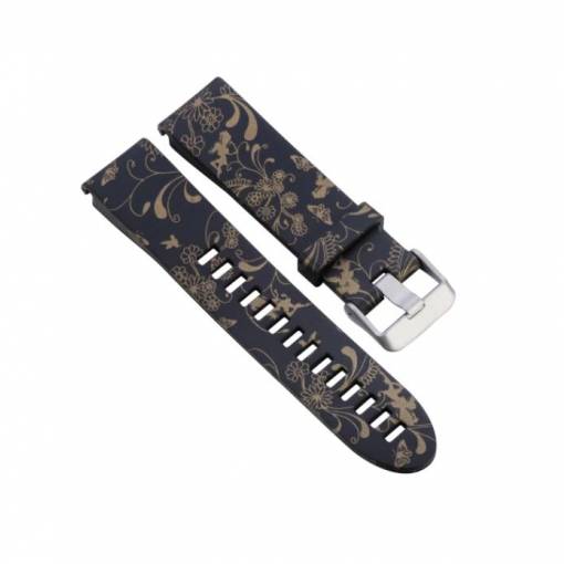 Foto - eses Silikónový remienok pre Garmin - Vzorovaný so zlatými kvetmi, QuickFit 26 mm