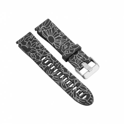 Foto - eses Silikónový remienok pre Garmin - Vzorovaný s bielymi kvetmi, QuickFit 26 mm