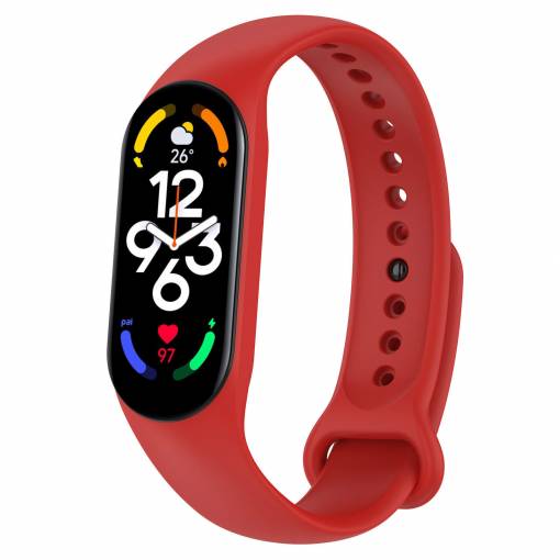 Foto - eses Silikónový remienok pre Xiaomi Mi Band 7 - Červený