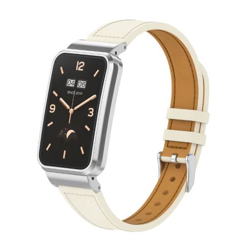 Foto - eses Kožený remienok pre Xiaomi Smart Band 7 Pro - Béžový