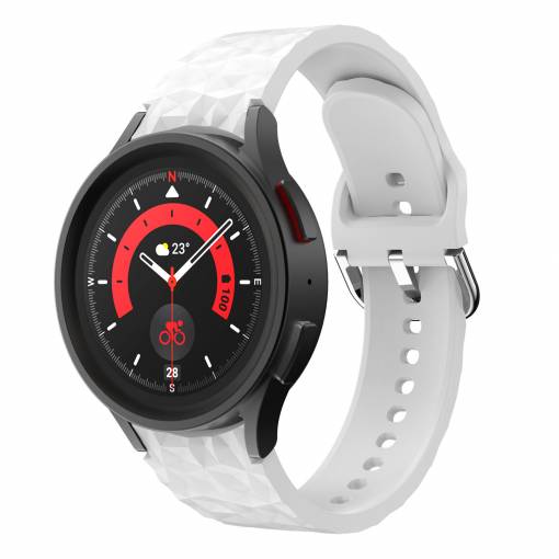 Foto - eses Silikónový remienok štruktúrovaný pre Samsung Galaxy Watch 4, 5, 6, 7 - Biely, 20 mm
