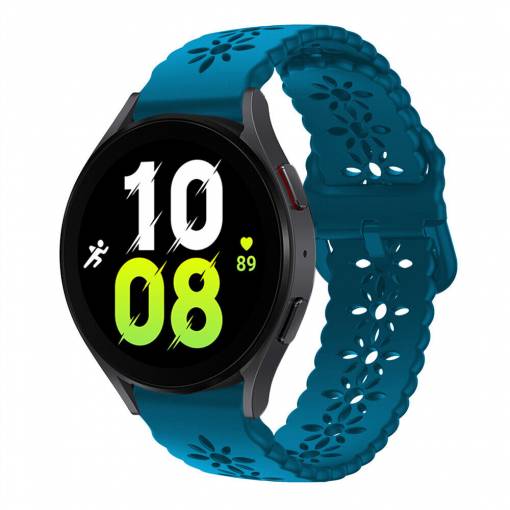 Foto - eses Silikónový remienok dierkovaný so vzorom pre Samsung Galaxy Watch 4, 5, 6, 7 - Tyrkysovo modrý, 20 mm