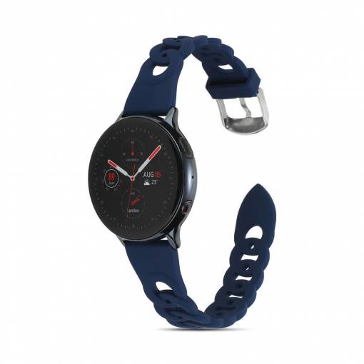 Foto - eses Silikónový remienok splietaný pre Samsung Galaxy Watch 4, 5, 6, 7 - Tmavo modrý, 20 mm