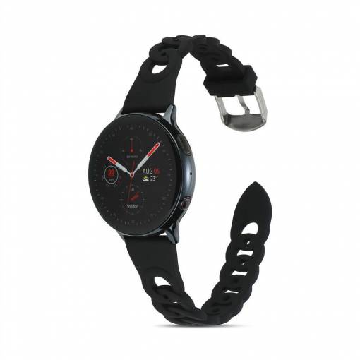 Foto - eses Silikónový remienok splietaný pre Samsung Galaxy Watch 4, 5, 6 - Čierny, 20 mm