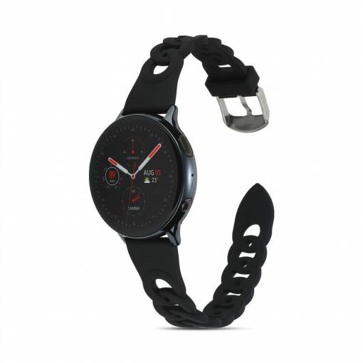 Foto - eses Silikónový remienok splietaný pre Samsung Galaxy Watch 4, 5, 6, 7 - Čierny, 20 mm