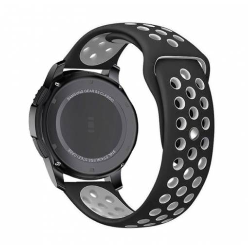 Foto - eses Silikónový dierkovaný remienok - Čierno sivý, 18 mm