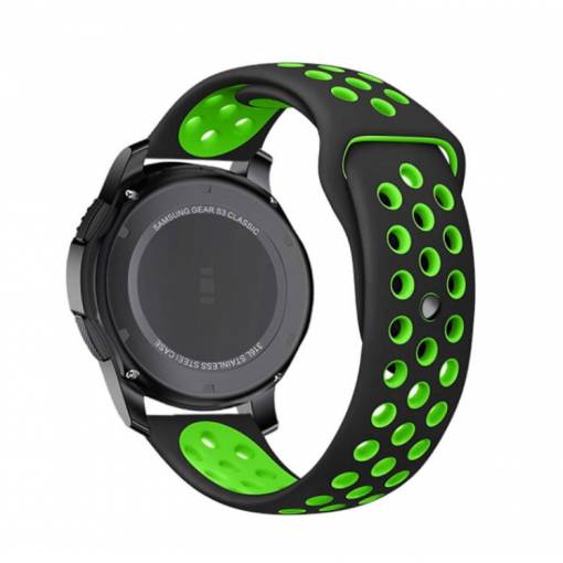 Foto - eses Silikónový dierkovaný remienok - Čierno zelený, 18 mm