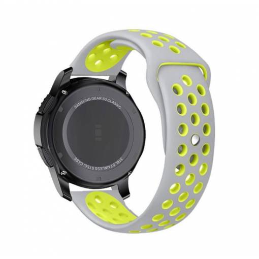 Foto - eses Silikónový dierkovaný remienok - Sivo žltý, 18 mm