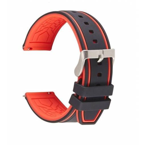 Foto - eses Silikónový remienok dvojfarebný prúžok - Čierno červený, 22 mm