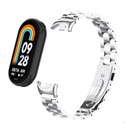 Foto - eses Kovový remienok pre Xiaomi Mi Band 8 - Strieborný