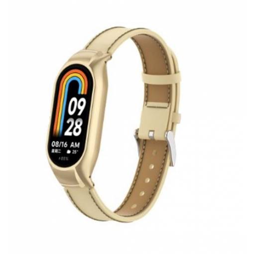 Foto - eses Kožený remienok pre Xiaomi Mi Band 8 a 9 - Zlatý