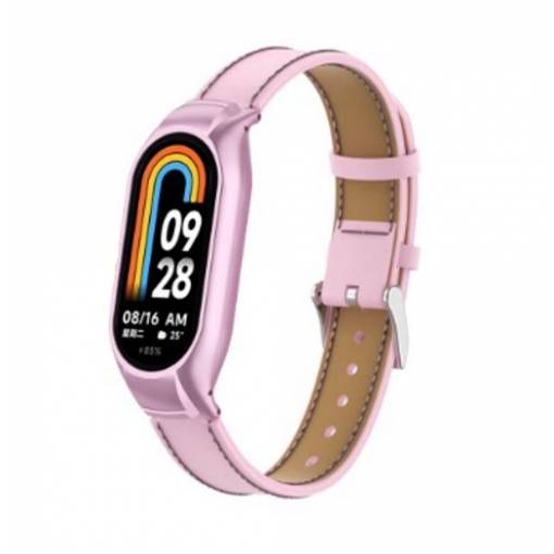 Foto - eses Kožený remienok pre Xiaomi Mi Band 8 a 9 - Ružový