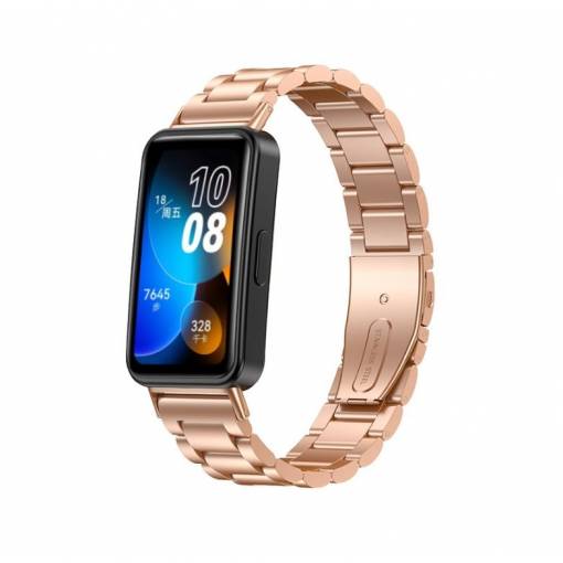 Foto - eses Kovový remienok pre Huawei Band 8 - Ružovo zlatý