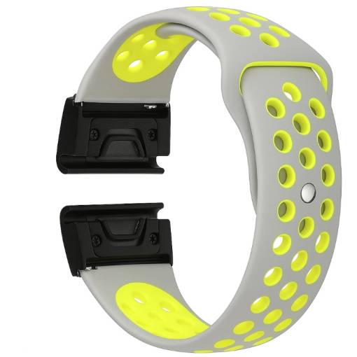 Foto - eses Silikónový dierkovaný remienok pre Garmin - Šedo žltý, QuickFit 20 mm