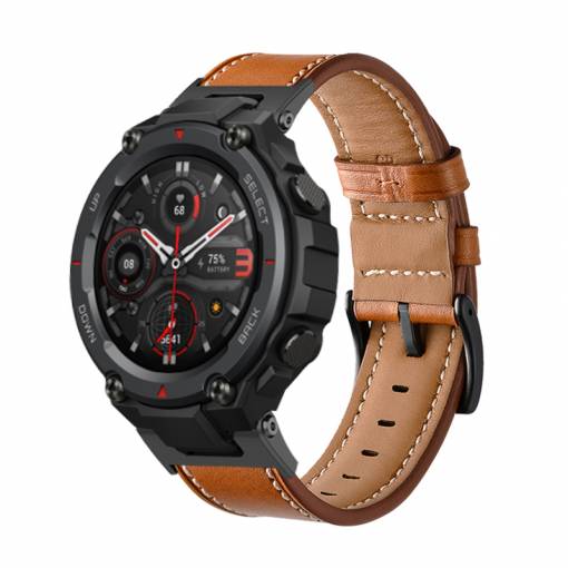 Foto - eses Kožený remienok pre Amazfit T-Rex - Hnedý
