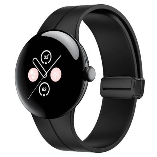 Foto - eses Silikónový remienok s magnetickou sponou pre Google Pixel Watch 1, 2 - Čierny