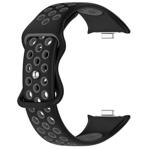 Foto - eses Silikónový dierkovaný remienok pre Xiaomi Redmi Watch 4, Smart Band 8 Pro a 9 Pro - Čierno sivý