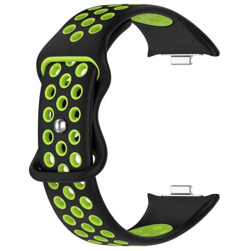Foto - eses Silikónový dierkovaný remienok pre Xiaomi Redmi Watch 4, Smart Band 8 Pro a 9 Pro - Čierno zelený